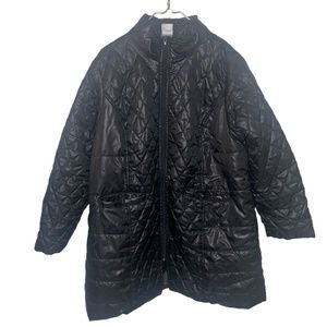 Roamans Womens Size L Black Puffer Quilted Packable Long Jacket